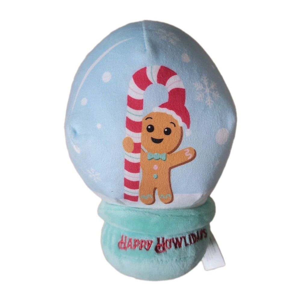 FuzzYard Happy Howlidays Gingerbread Snowglobe Plush Dog Toy With Squeaker NEW